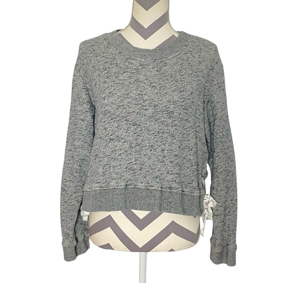 Derek Lam 10 Crosby Sweatshirt Womens Size Medium Large 12 Pullover Gray Lace Up - Picture 3 of 9